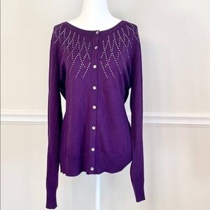 NWT - KAREN SCOTT Embellished Cardigan Size L